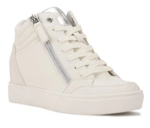 NINE WEST Tons 3 white The Tons High Top Hidden Wedge Sneakers size 8 - Picture 1 of 13