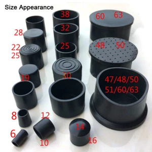 PVC Rubber 6mm~63mm Black Chair Feet Cap Table Leg End Caps Cover Caps - Picture 1 of 12
