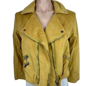 Fauxgerty 'The Swazey' Brown Faux Suede Jacket Boxy Cropped Size S Zippers - Picture 1 of 6