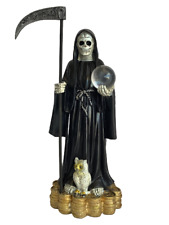 Santa Muerte 12.5" Vestido Negro  Holy Death Grim Reaper Money Stand