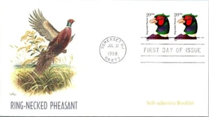RING-NECKED PHEASANT BIRD 1998 FLEETWOOD CACHET FDC BOOKLET PAIR UNADDR - Picture 1 of 1