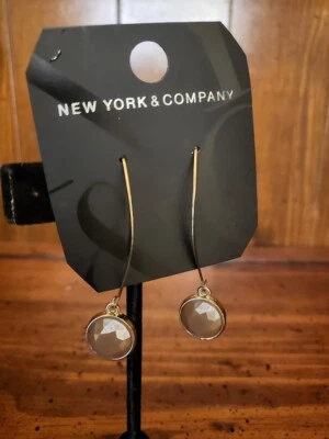 New York & Company Gold Plated Long Bevel Drop Earrings-NEW - Image 1 of 4