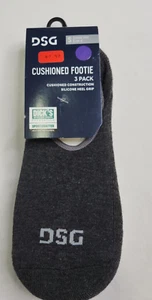 DSG 2 Pack Cushioned Footie Socks Size S 13K-4 Silicone Heel Grip Gray & White - Picture 1 of 3