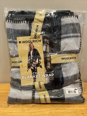 Woolrich Cozy Blanket Wrap Plaid Buffalo 格纹黑色/灰色均码 — 第 1/4 张图片