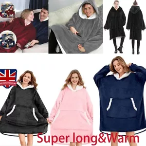 Hooded Snuggle Blanket Super Soft Fleece Sherpa Warm Wearable Hoodie Robe Adult - Picture 1 of 10
