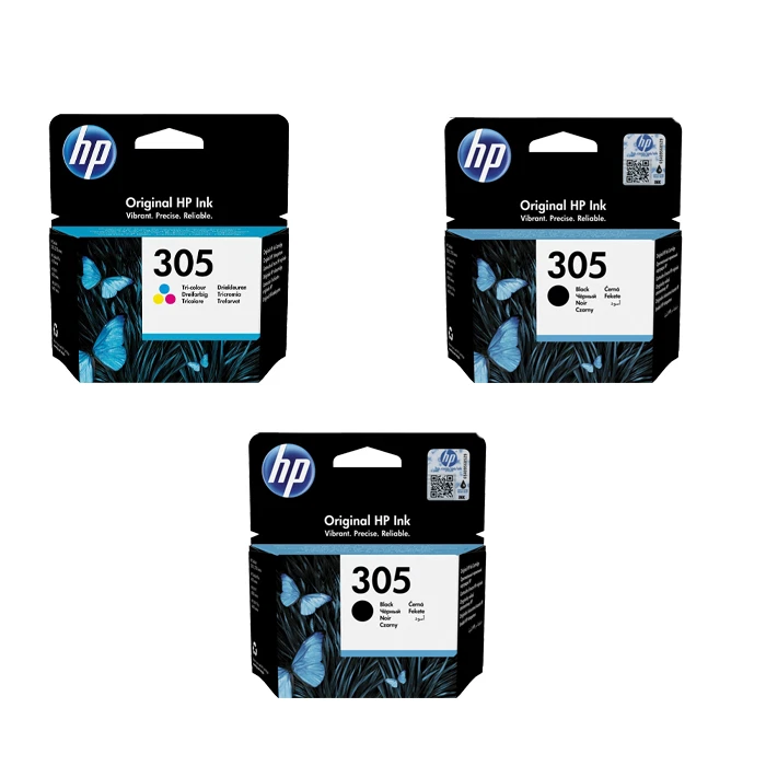 Kit di 3 cartucce Hp 305 - 2 305 Bk 3YM61AE + 1 cartuccia hp305 tricolor 3YM60AE - Imagen 1 de 1