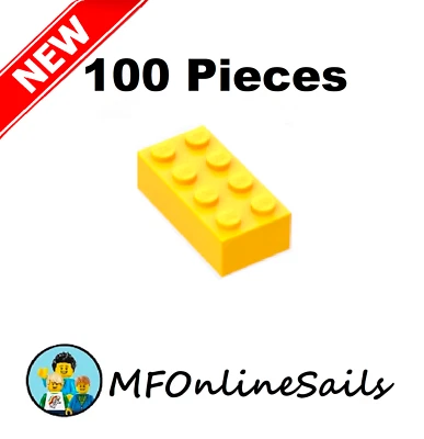 **NEW** 100x LEGO 2x4 Yellow Bricks Piece # 3001 - BULK large bricks - Image 1 of 4