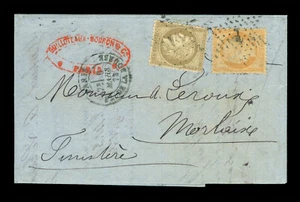 FRANCE 1873  CERES 30c brown + 40c orange on beautiful small classic cover  - Picture 1 of 2