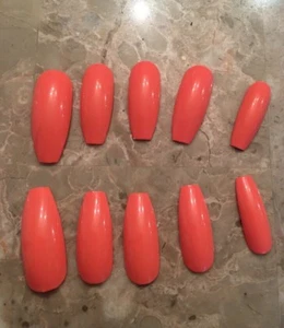 Just Peachy Long Coffin false  Nails choose your shape - Picture 1 of 2