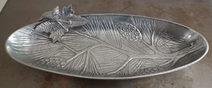 Aluminum? Oval Shaped Bowl With Bird 16.77"x6.5" - Picture 1 of 24