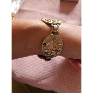 Sarah Coventry Satin Finish Multi Stone Link Bracelet -90s - Bild 1 von 5