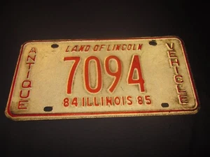 Placa de matrícula de vehículo antiguo Lincoln Illinois 1984-85 7094 - Imagen 1 de 6