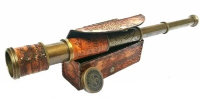 Antique Nautical Marine Telescope With Leather Case Maritime Brass Spyglass - Image 1 of 4