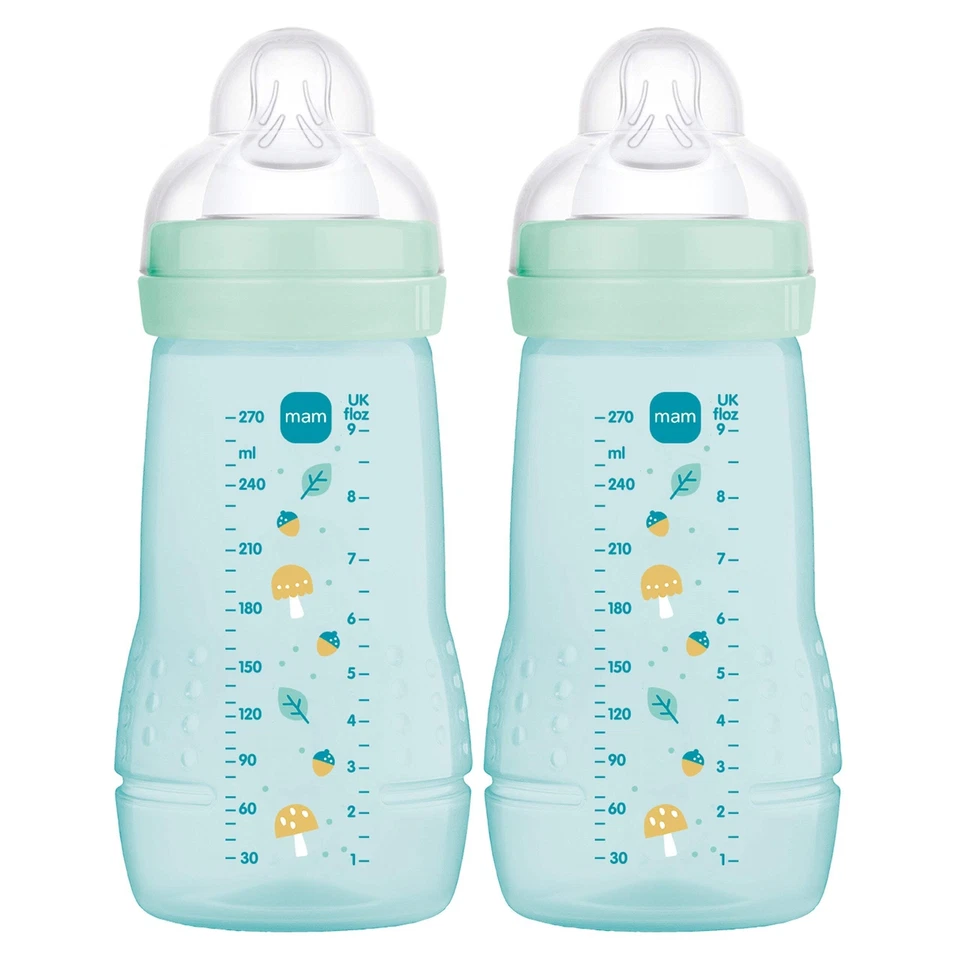 Mam Bottle Easy Active 270ml Doppelpack Mädchen Baby Säugling Milchflasche Füttern Neu - Bild 1 von 1