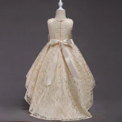 Vestido de princesa de encaje con flores para niña vestido de fiesta boda cumpleaños concurso vestido formal Foto 1 de 4