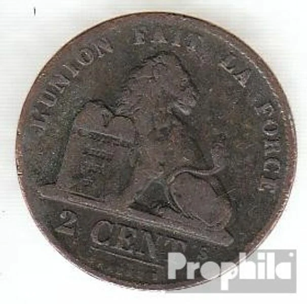 Belgium km-no. 35 1909 very fine Copper very fine 1909 2 Centimes sitting Leo - Image 1 of 1