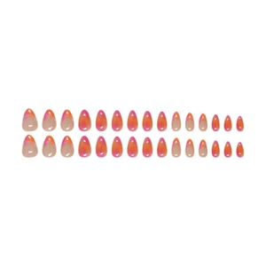 Short Almond Press-On False Nail Blooming Gradient French Autumn Manicure 24pcs - Picture 1 of 7