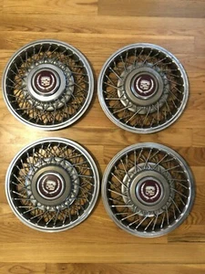 Set of 4 1986-1992 Cadillac Wire spoke hupcaps wheel covers for restoration - Picture 1 of 12