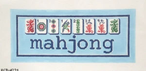 KCD  MAHJ MahJong Long Pillow Handpainted Needlepoint Canvas 13 ct - Picture 1 of 1