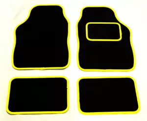 Tapetes de coche FIAT PUNTO & GRANDE UNIVERSALES ALFOMBRA NEGRA ACABADO AMARILLO EVO ABARTH - Imagen 1 de 1