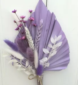 Large Two Tone Lilac Palm Spear Mini Posy Dried Flowers,CAKE TOPPER. - Picture 1 of 4