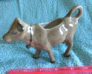 Vtg COW Cream CREAMER Pitcher Richter Glaze Euro Retro Rustic Milk Signed MCM - Picture 1 of 8