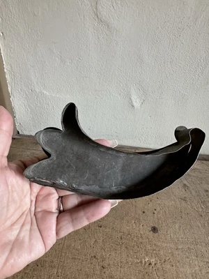 Rare Large Antique Handmade Tin Cornucopia Form Cookie Cutter Flat Back 6+ INCH - Image 1 of 4