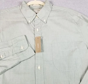 NEW J.Crew Button Up Shirt Men’s Large Green Long Sleeve Slim Pocket Cotton Work - Picture 1 of 11