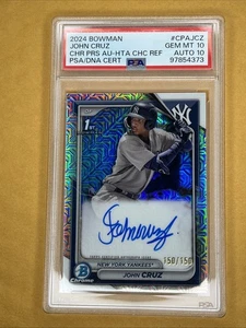 2024 1st Bowman Chrome Prospect John Cruz #CPAJCZ Rookie 150/150 PSA 10 Auto 10 - Picture 1 of 3