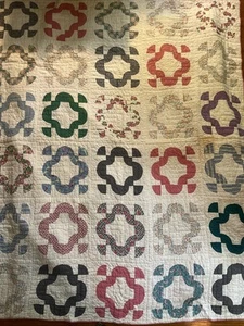 Vintage Quilt Hand Stitched Distressed Patchwork 71"x 60" Antique Cottage Chic - Picture 1 of 14
