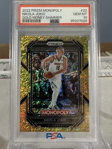 2022 Prizm Monopoly Nikola Jokic #22 Gold Money Shimmer /500 PSA 10 Nuggets - Picture 1 of 2