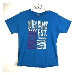 OBX Outer Banks T Shirt Large Beach TV North Carolina Blue Surfer Swimmer - Picture 1 of 8