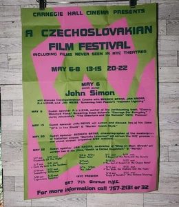 Original Vintage Poster Carnegie Hall CZECHOSLOVAKIAN FILM FESTIVAL CINEMA 1970s - Bild 1 von 6