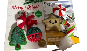 Merry & Bright & Cosmic OurPets Holiday Catnip Cane Ball Tree Star Candy Cat Toy - Picture 1 of 1