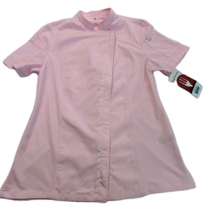 New Chef Works Pink Short Sleeve Work Women Shirt Size Medium Top Zip Complete - Picture 1 of 15