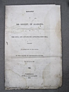 1840 - Alabama Remarks by Dellet to House of Representatives - Picture 1 of 7
