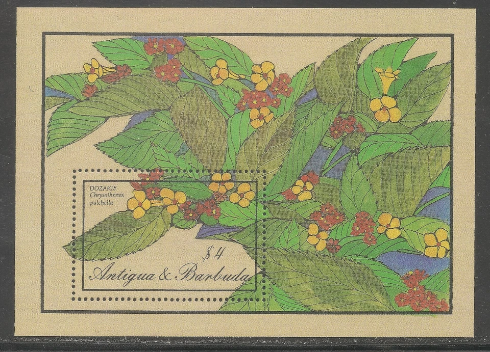 Antigua & Barbuda #956 (A163) S/S VF MNH - 1986 $4 Dozakie Flowers - Image 1 of 1