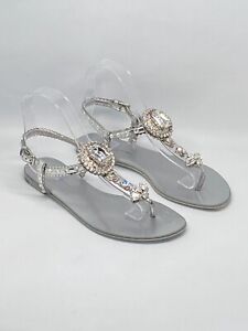 DOLCE&GABBANA Crystal-embellished leather sandals size 36.5