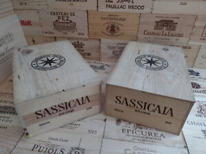 Wooden Wine Box Crate with Lid ~ Sassicaia ~ Italian, Genuine, Storage.