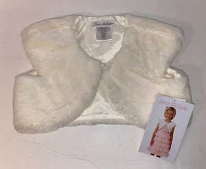 Jona Michelle Party Dress Fur Jacket Ivory White 4T New NWT Button Closure Soft - Picture 1 of 14