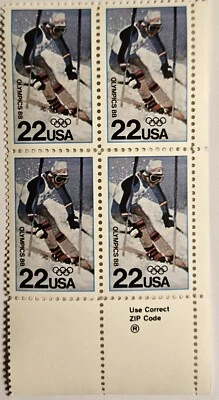 USA 1988, Winter Olympics "ZIP" Block, 22-Cent MINT, Scott-#2369, FAST SHIPPING! - Image 1 of 3
