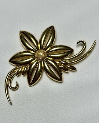 Monet Vergoldete Brosch Blumenbroche Vintage Brosche - Bild 1 von 4