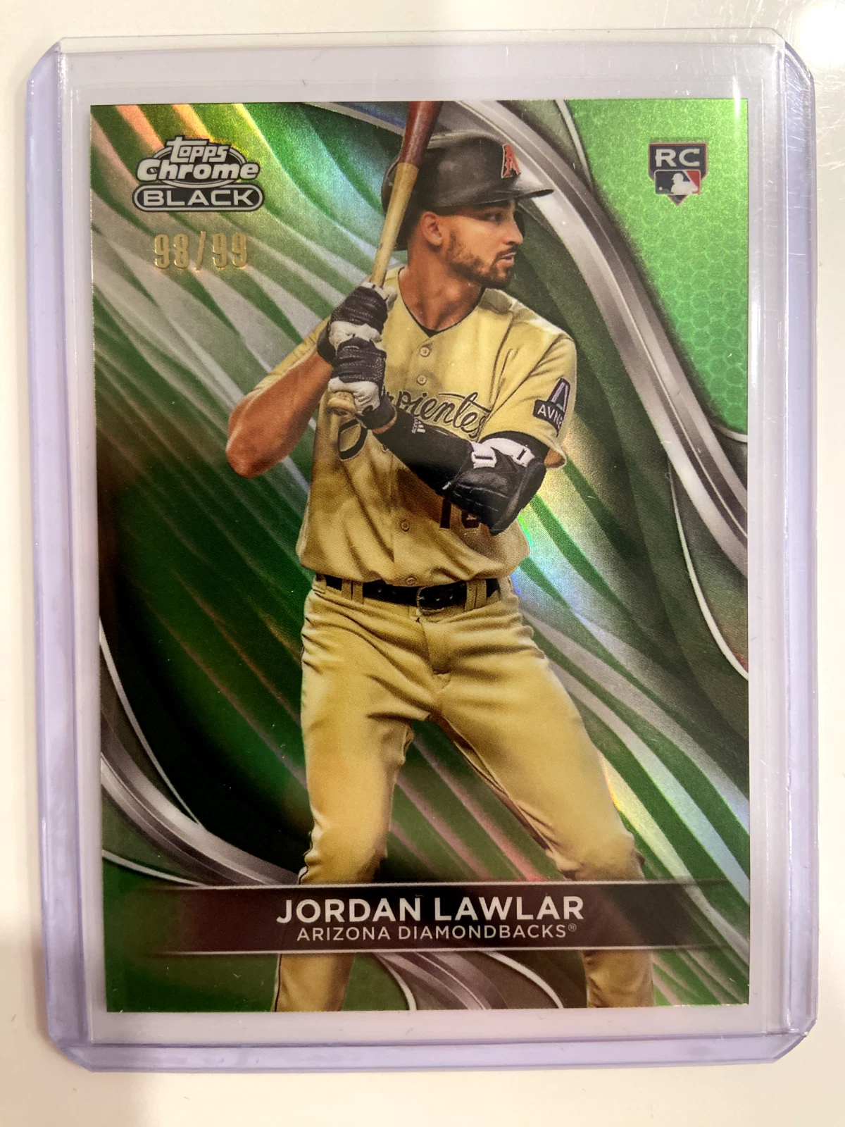 2024 Topps Chrome Black Jordan Lawlar RC 98/99 Green Wave Refractor #3