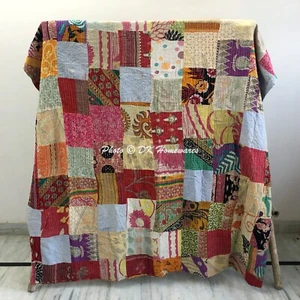 Twin Kantha Quilt Bettwäsche Vintage Patchwork Baumwolle mehrfarbig Zigeunerdecke - Bild 1 von 3