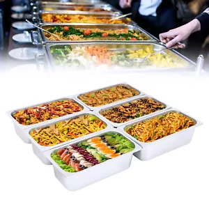 6 Pack 1/3 Size 4" Deep Stainless Steel Steam Table Pans Hotel Food Prep Silver - Picture 1 of 10