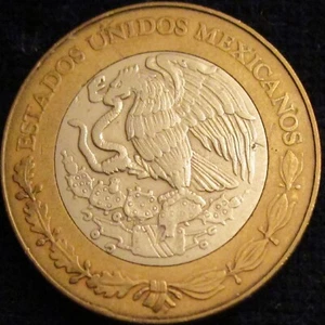 MÉXICO, 10 PESOS 1997, ÁGUILA DEVORANDO SERPIENTE DE CASCABEL, BIMETÁLICO, XF. - Imagen 1 de 2