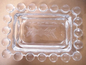 Imperial Glass Candlewick Etched Glass Floral Rectangular Ashtray - Card Holder - Imagen 1 de 11