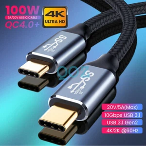 USB-C to Type-C Cable USB 3.1 Gen2 100W 4K 10Gbps PD Fast Charging Video - Picture 1 of 13