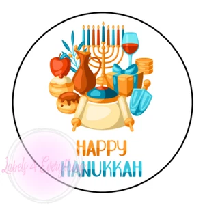 Happy Hanukkah Chanukah Jewish Stickers Labels Gift Hanukah Sweet Labels D4 - Picture 1 of 1