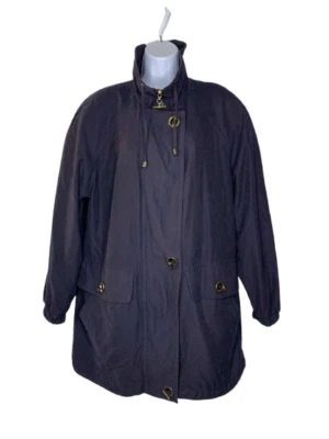 Chaqueta de gabardina larga vintage Fleet Street para mujer mediana azul marino hecha en Bielorrusia Foto 1 de 4